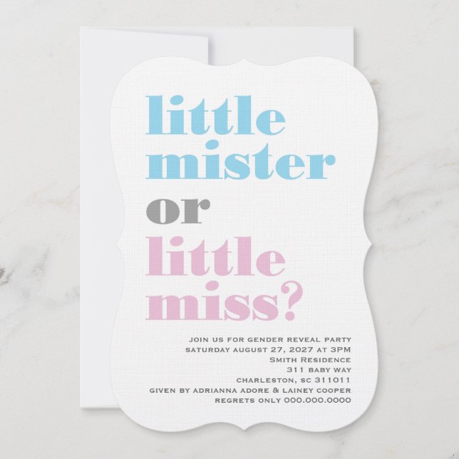 311 Gender Reveal Little Mister Little Miss Invitation (Front)