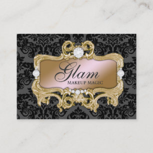 311 Glam Crazy Pink Gold Damask Business Card