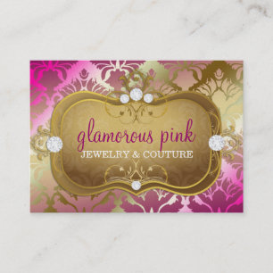 311 Glamourous Golden Pink Damask Business Card