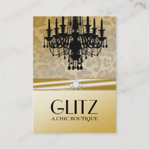 311-Glitz Boutique - Leopard Diamond Golden Business Card