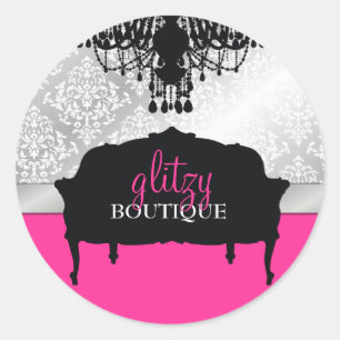 311 Glitzy Chic Boutique Hot Pink Classic Round Sticker