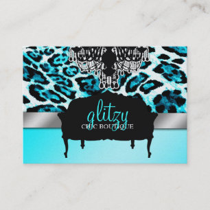 311 Glitzy Chic Boutique Leopard Turquoise Metalli Business Card