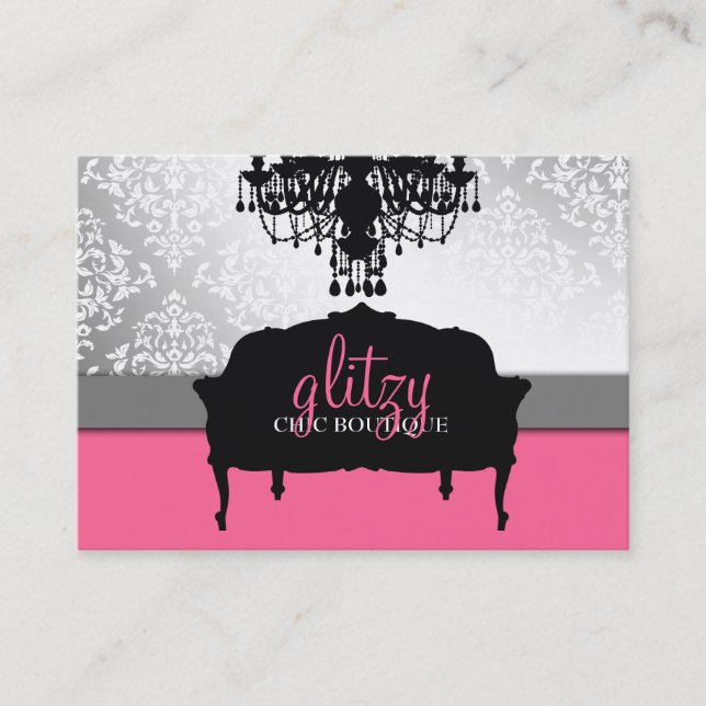 311 Glitzy Chic Boutique - Rose Pink Business Card (Front)