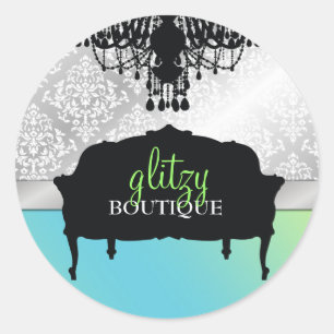 311 Glitzy Chic Boutique - Turquoise Lime Classic Round Sticker