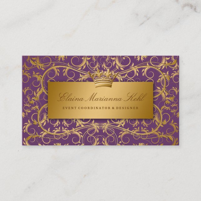 311-Golden diVine Eggplant Purple Business Card (Front)