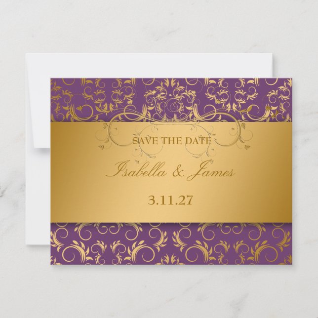 311-Golden diVine Eggplant Purple RSVP card (Front)