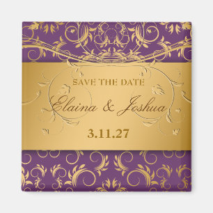 311-Golden diVine Eggplant Purple Save the Date Magnet