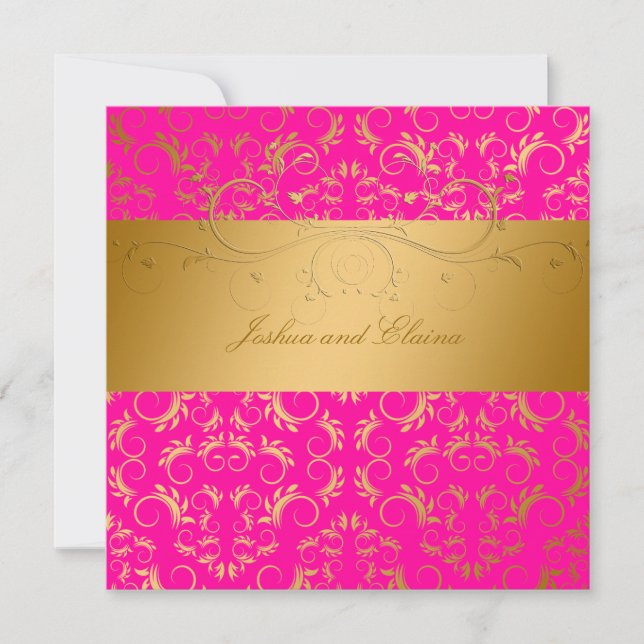 311-Golden diVine Passion Pink  5.25 x 5.25 Invitation (Front)