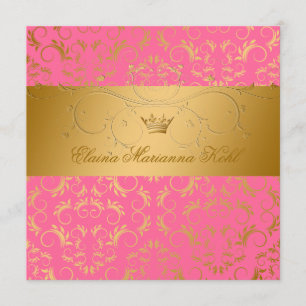 311-Golden diVine Strawberry Brulee Sweet 16 Invitation