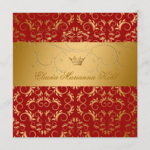 311-Golden diVine Sweet Cherry Red Sweet 16 Invitation