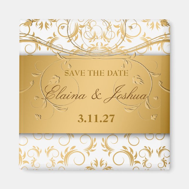 311-Golden diVine White Delight Save the Date Magnet (Front)