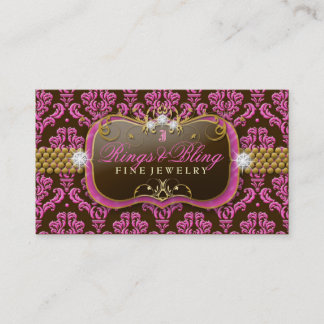 311 Golden Raspberry Chocolate Bling Damask Business Card