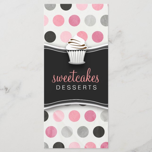 311 Haute Cupcakes Polka Dots Pink Menu (Front)