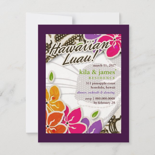 311-Hawaiian Heaven Invitation | Purple (Front)