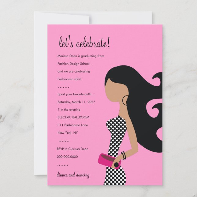 311-HIGH FASHIONISTA INVITATION | Posh Pink (Front)