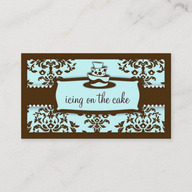 311 Icing on the Cake 3 Tier Chocolate Blue Business Card (Front)