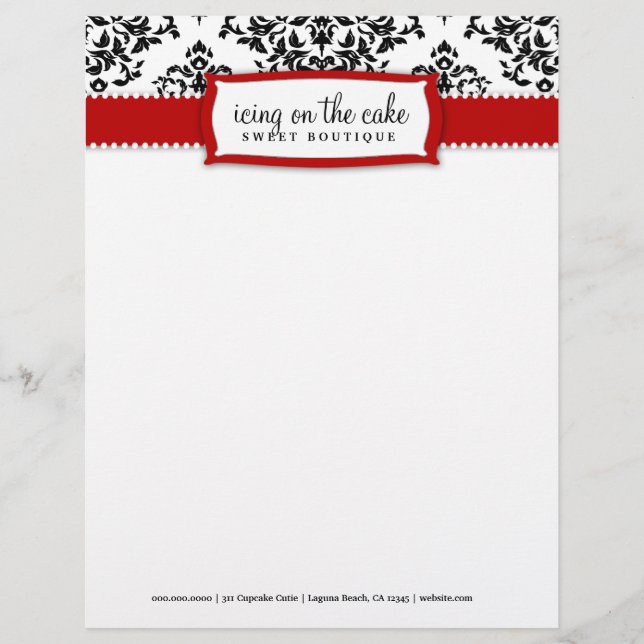 311 Icing on the Cake Cherry Letterhead Template (Front)