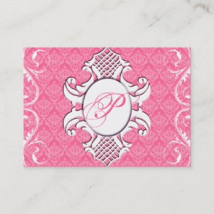 311-Iriana Damask Shield Chubby   Royal Rose Business Card