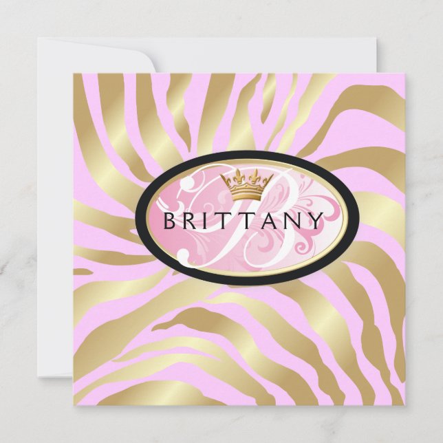 311-Iridescent Golden Zebra - Pink Invitation (Front)