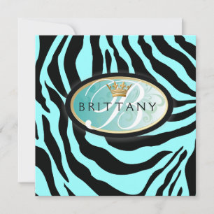 311-Iridescent Zebra - Turquoise Invitation