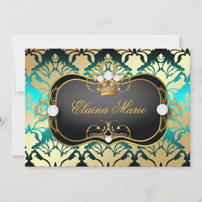 311 Jet Black Ciao Bella Aqua Sass Birthday Invitation (Front)