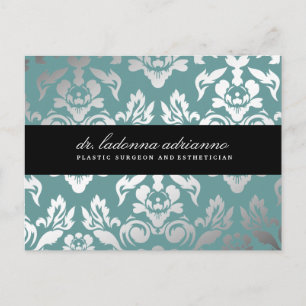 311 Ladonna Damask Teal Blue Postcard