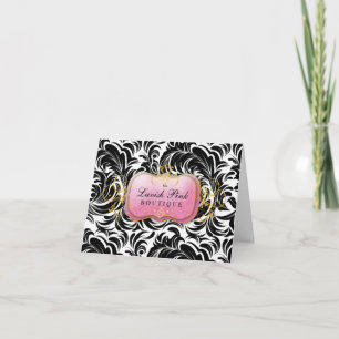 311-Lavish Pink Plate  Black  Leaves Thank You Card