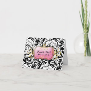 311-Lavish Pink Plate   White Leaves Thank You Card