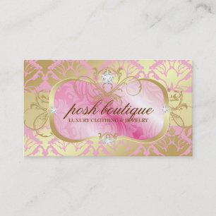 311 Lavish Pink Plater & Golden Damask Shimmer Business Card