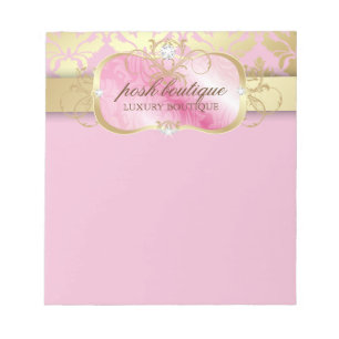 311 Lavish Pink Platter Gold Damask Notepad