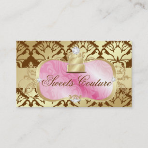 311 Lavish Pink Platter & Golden Cake Shimmer Business Card