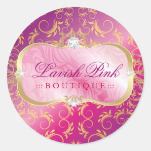311 Lavish Pink Platter Golden Divine Pink Pout Classic Round Sticker
