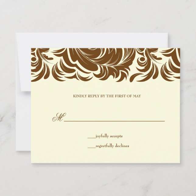 311-Lavishly Lainey Cream & Brown RSVP Card (Front)