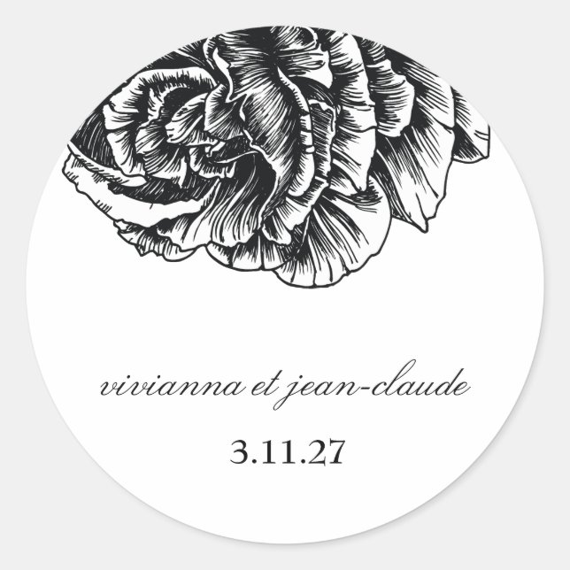 311-Le Plush Fleur - Black et White Stickers (Front)