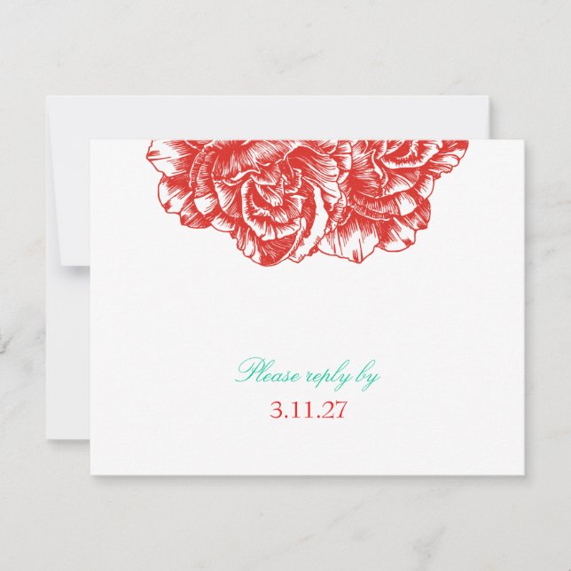 311-Le Plush Fleur - Rouge & Turquoise RSVP (Front)