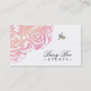 311-Le Plush Fleur with Bee - Creamy Pink Business Card