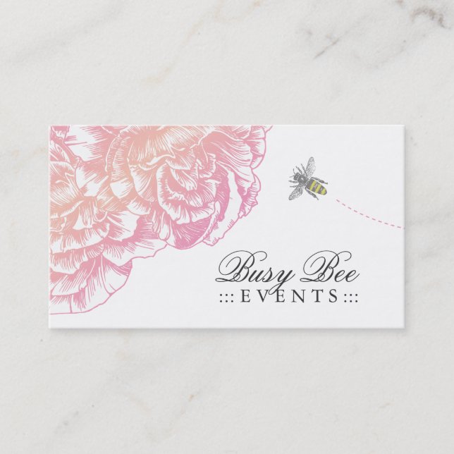 311-Le Plush Fleur with Bee - Creamy Pink Business Card (Front)