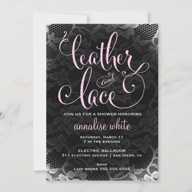 311 Leather and Lace Shower Invitation (Front)