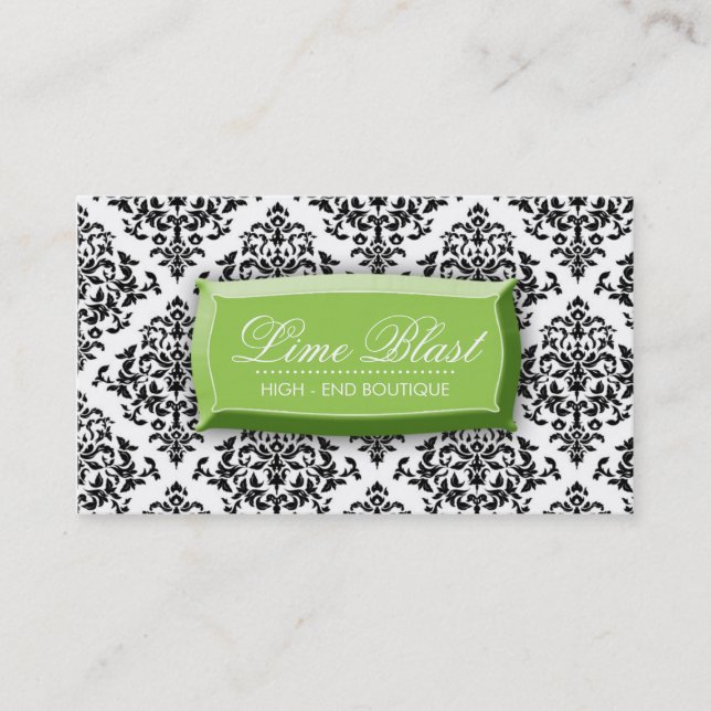 311 Lime Blast Damask Lime Green Business Card (Front)