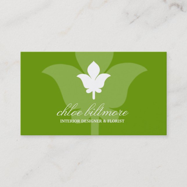 311 Lime Floral Flare Business Card (Front)