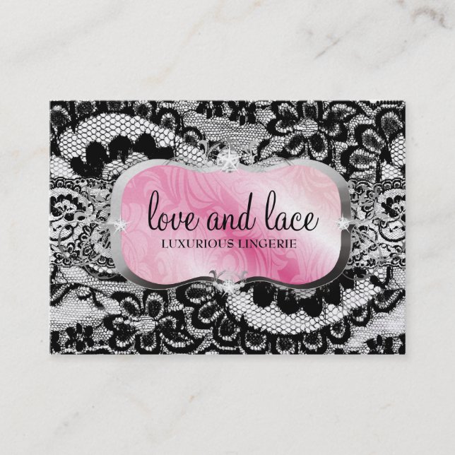 311 Love Lace Pink Platter Metallic Paper Business Card (Front)