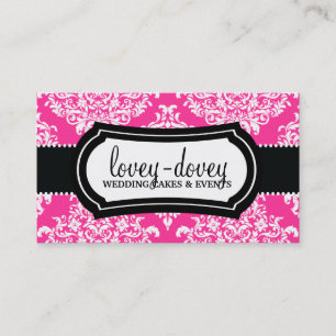 311 Lovey Dovey Damask Hot Pink Business Card