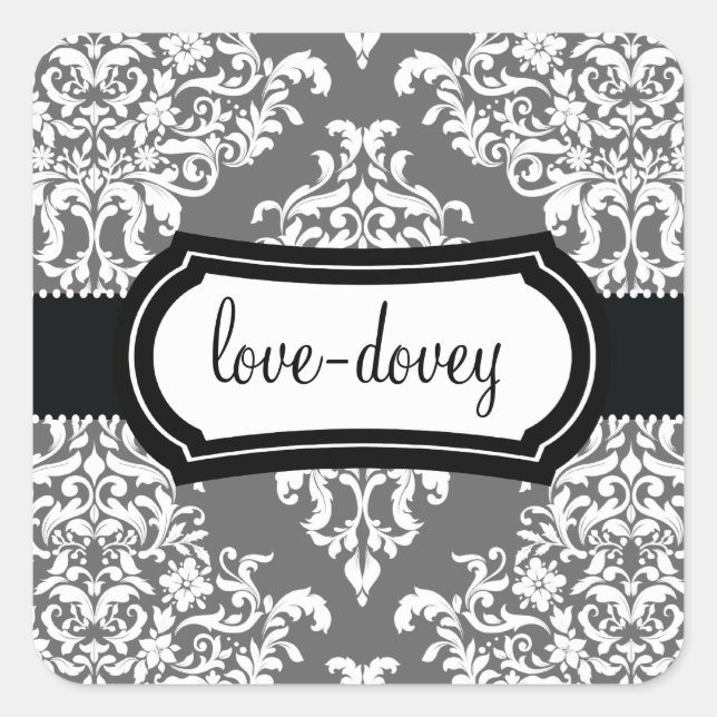 311 Lovey Dovey Damask Sticker Grey (Front)