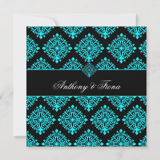 311 Luciana Aqua & Black Invitation (Front)