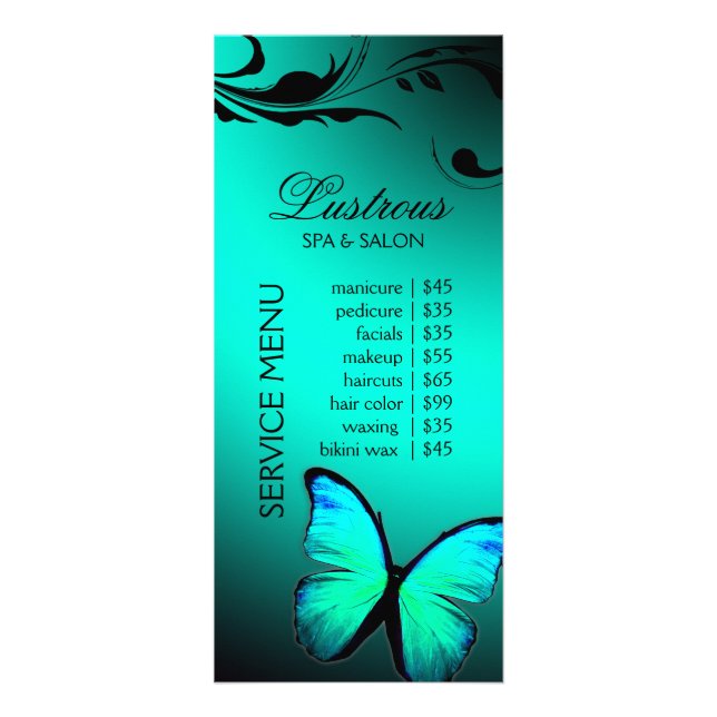 311 Lustrous Butterfly Turquoise Blue Rack Card (Front)