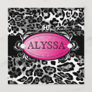 311 Luxuriously Leopard Damask Sweet 16 Invitation