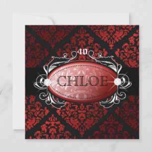 311-Luxuriously Red Liquorice Damask 40 Invitation