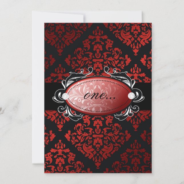 311-Luxuriously Red Liquorice Damask Invitation (Front)