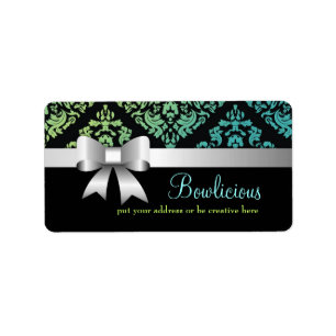 311-Luxuriously Turquiose Lime Damask Label
