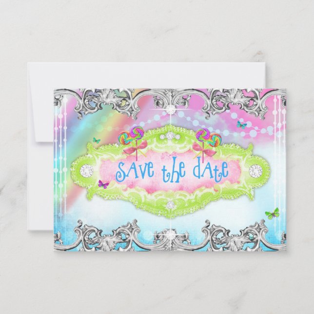 311 Magical Candy Wonderland Silver Trim RSVP Card (Front)